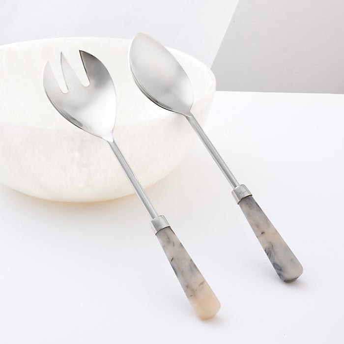 Godinger Azure Gloss Limestone Resin Salad Server Set