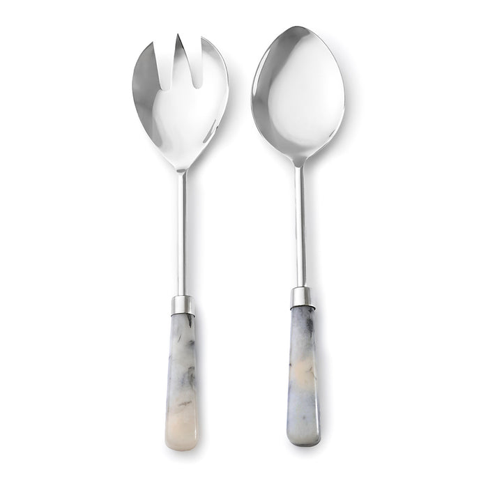 Godinger Azure Gloss Limestone Resin Salad Server Set