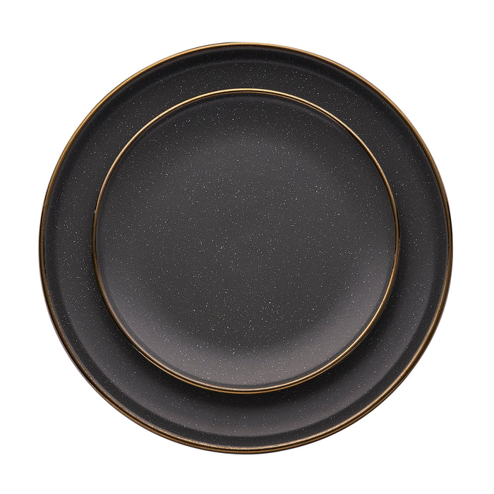 Godinger Beaumont Grey Gold Rim 16 Piece Dinnerware Set Service For 4