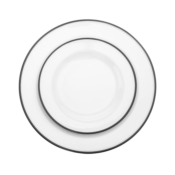 Godinger Bistro Black Rim Porcelain 16 Piece Dinnerware Set Service For 4