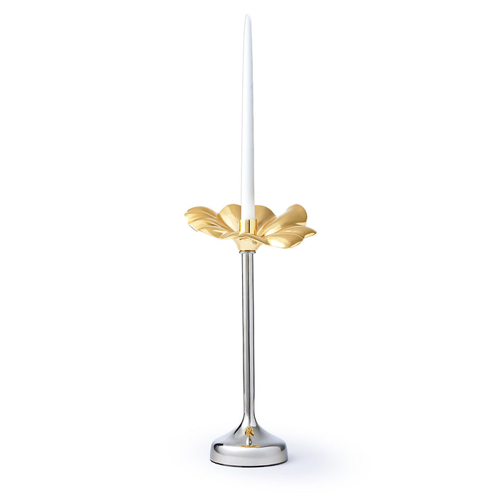 Godinger Blossom Platinum & Gold Tapered Candle Holder 13"