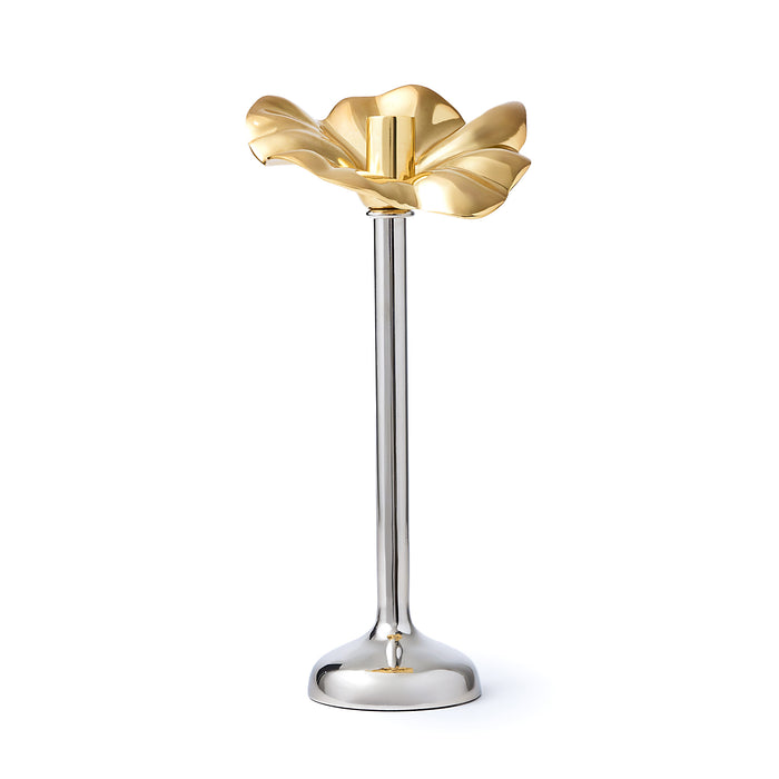 Godinger Blossom Platinum & Gold Tapered Candle Holder 13"