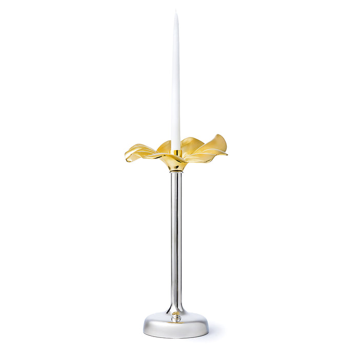Godinger Blossom Platinum & Gold Tapered Candle Holder 18.5"