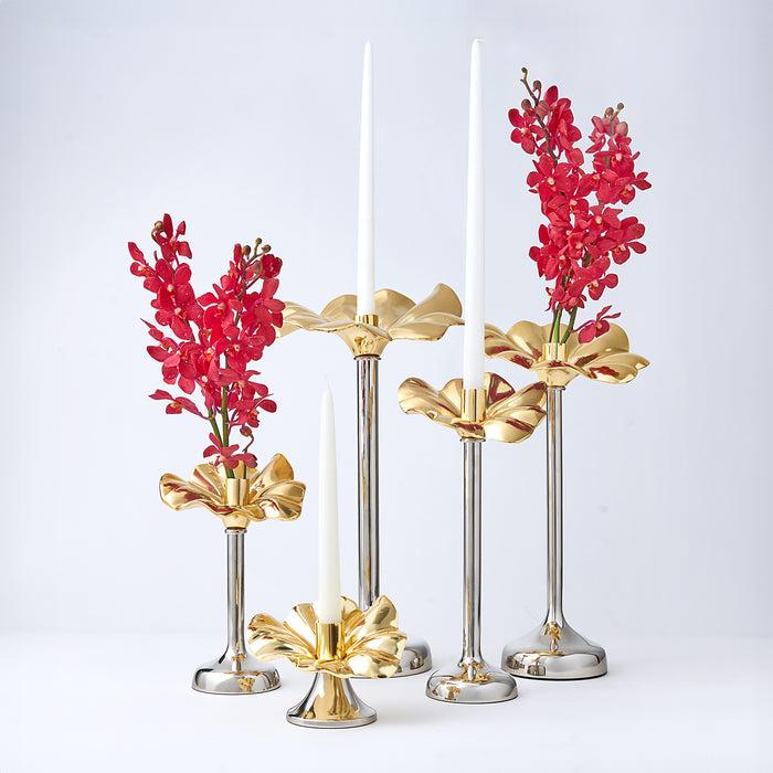 Godinger Blossom Platinum & Gold Tapered Candle Holder 18.5"