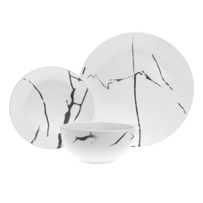 godinger Boulon Black Porcelain 12 Piece Dinnerware Set Service For 4