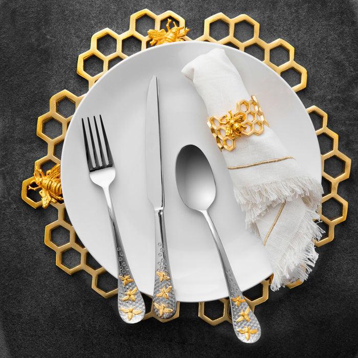 Godinger Buzz 24kt Gold Plated 18/10 Stainless Steel 20 Piece Flatware Set Service For 4