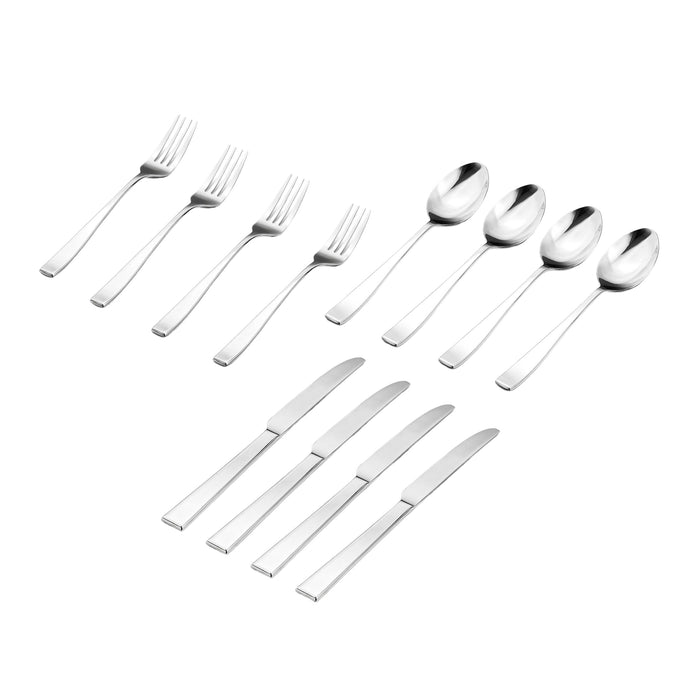 Godinger Chisel Matte 18/0 Stainless Steel 12 Piece Flatware Set Service For 4