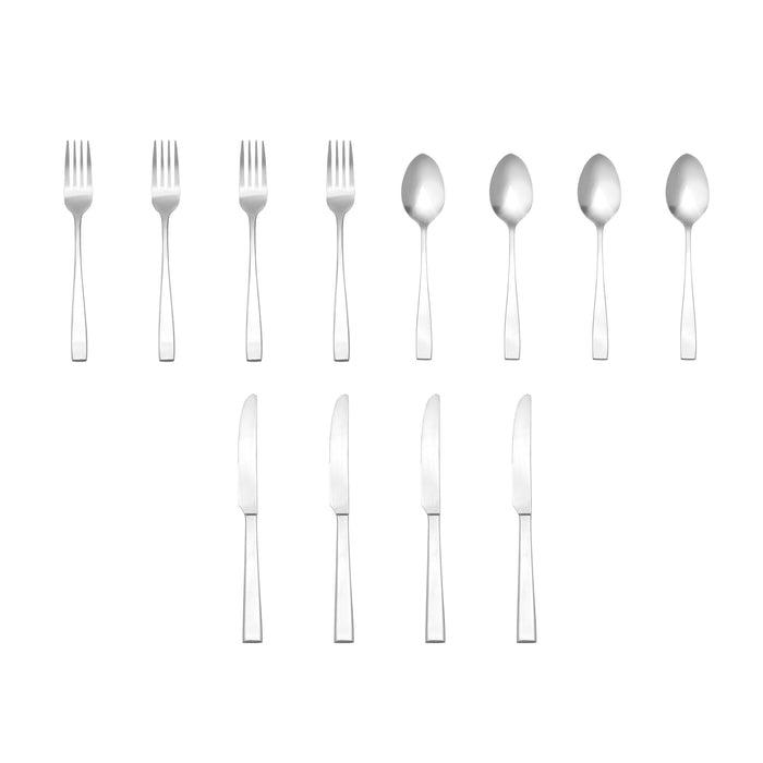godinger Chisel Matte 18/0 Stainless Steel 12 Piece Flatware Set Service For 4