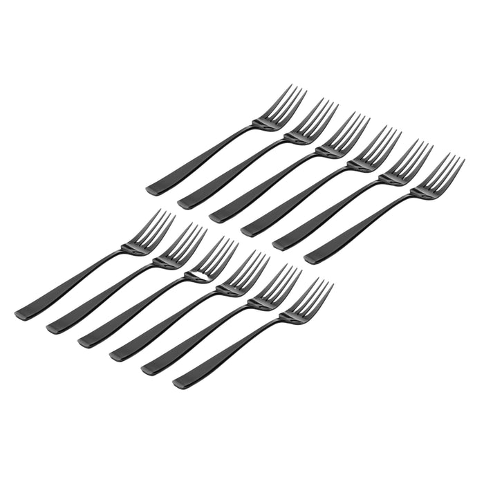 Godinger Chisel Matte Black 18/0 Stainless Steel Dinner Fork Set Of 12