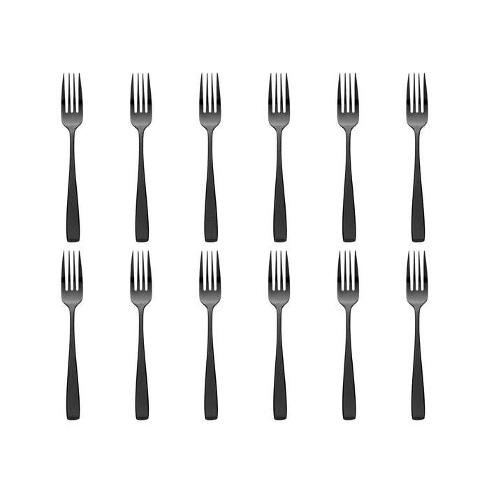 Godinger Chisel Matte Black 18/0 Stainless Steel Dinner Fork Set Of 12