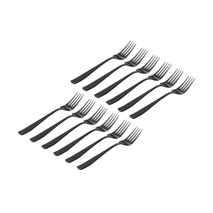 Godinger Chisel Matte Black 18/0 Stainless Steel Salad Fork Set Of 12