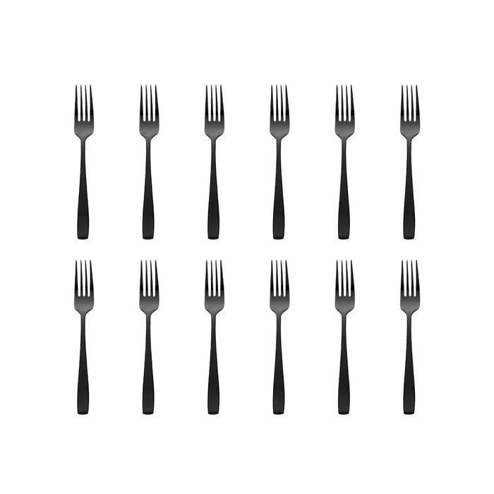 godinger Chisel Matte Black 18/0 Stainless Steel Salad Fork Set of 12