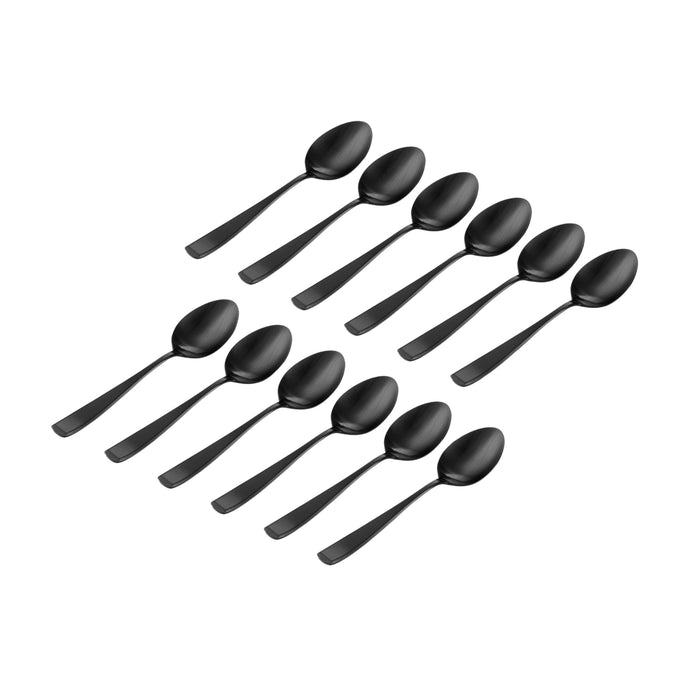 Godinger Chisel Matte Black 18/0 Stainless Steel Teaspoon Set Of 12