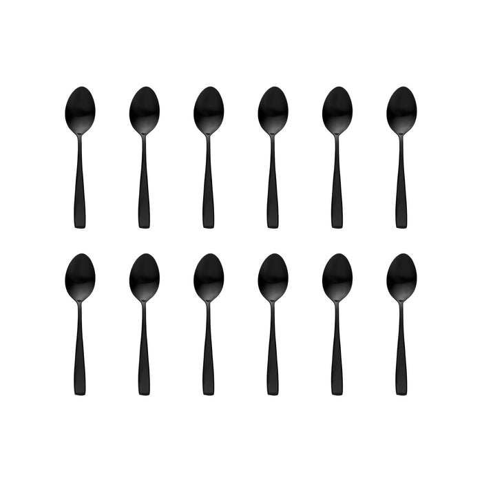 Godinger Chisel Matte Black 18/0 Stainless Steel Teaspoon Set Of 12
