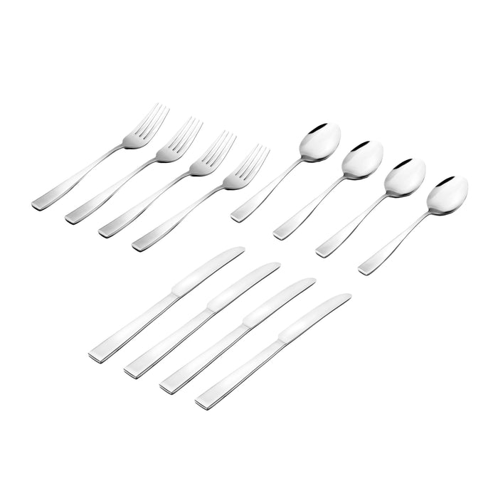 Godinger Chisel Mirrored 18/0 Stainless Steel 12 Piece Flatware Set Service For 4