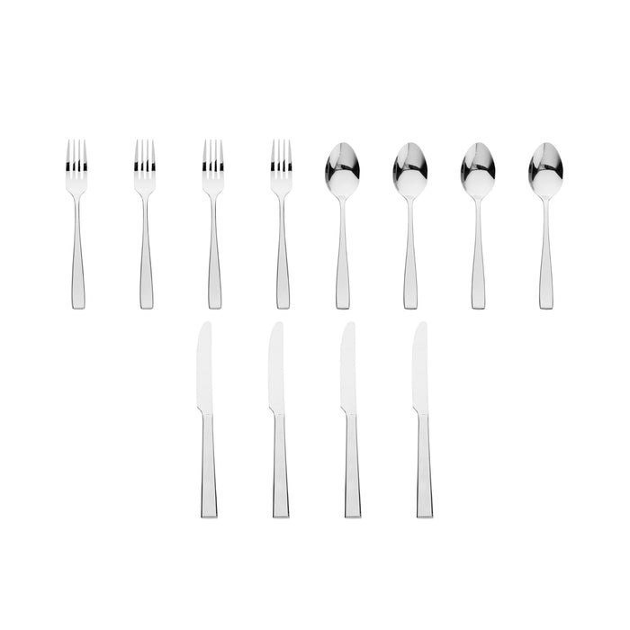 Godinger Chisel Mirrored 18/0 Stainless Steel 12 Piece Flatware Set Service For 4