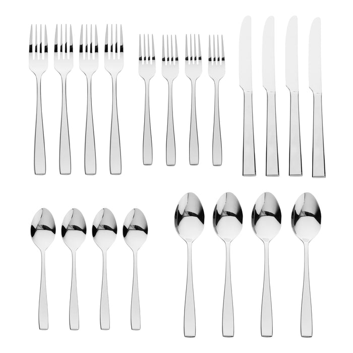 Godinger Chisel Mirrored 18/0 Stainless Steel 20 Piece Flatware Set Service For 4