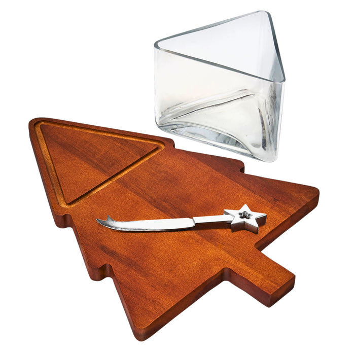 Godinger Christmas Tree Cheese Board Cloche With Knife