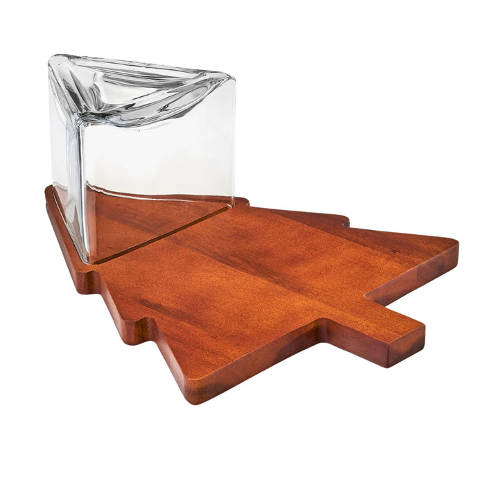 godinger Christmas Tree Cheese Board Cloche with Knife