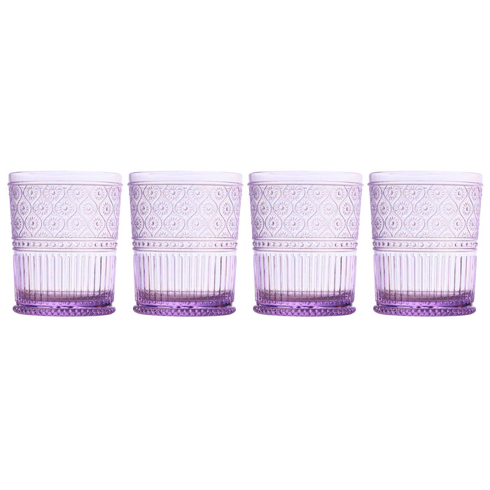 Godinger Claro Lavender Acrylic Double Old Fashion Set Of 4