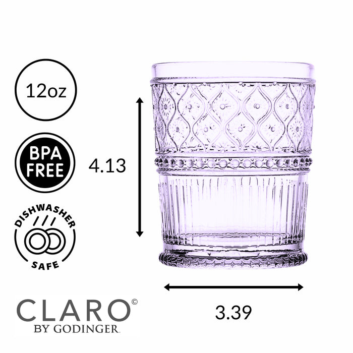 Godinger Claro Lavender Double Old Fashion Set Of 4