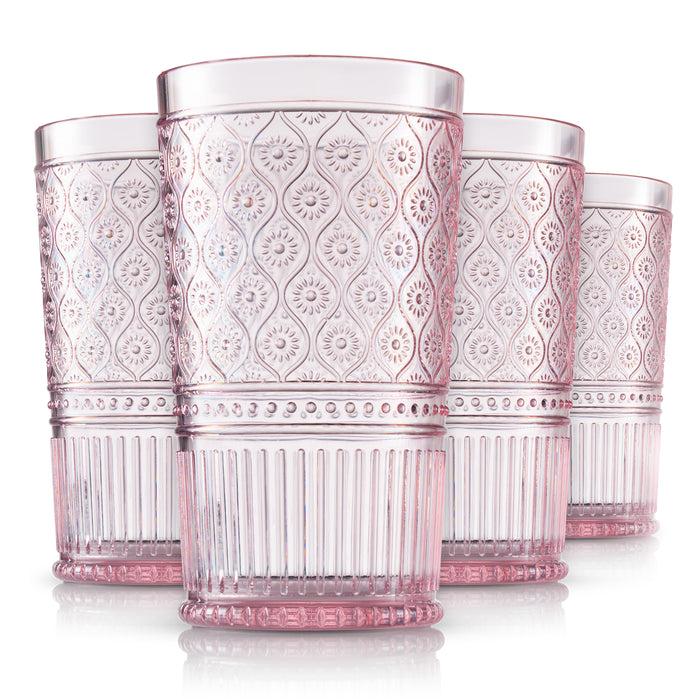 Godinger Claro Pink Acrylic Highball & Double Old Fashion Set Of 12