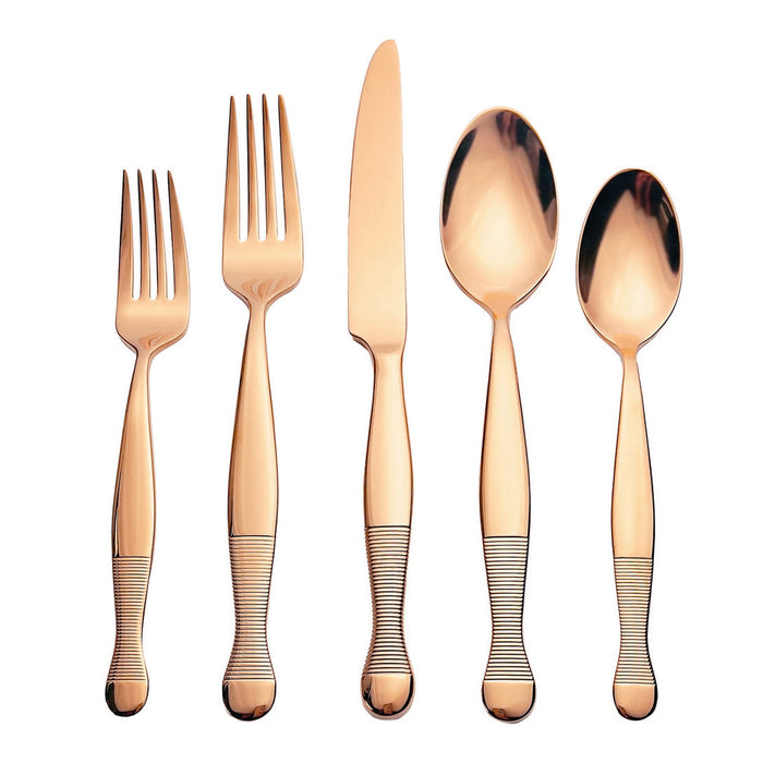godinger Corset Mirrored Copper 18/10 Stainless Steel 20 Piece Flatware Set Service For 4