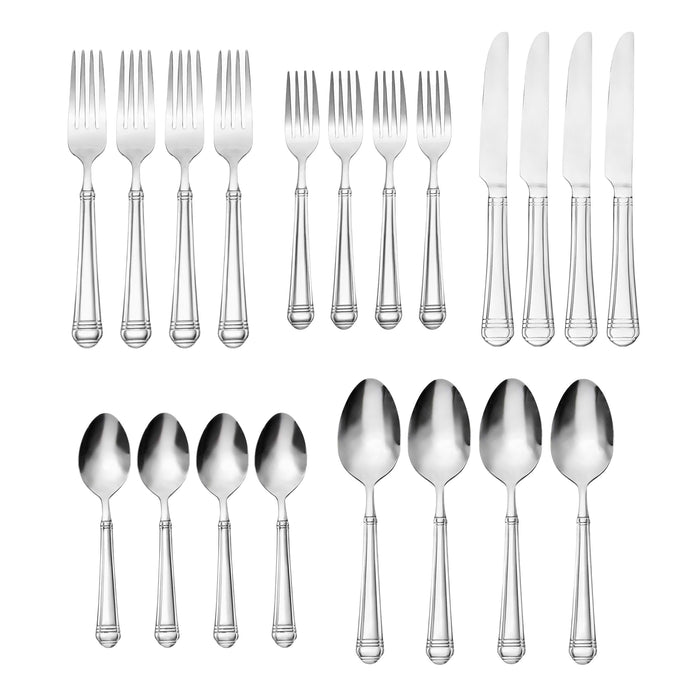 Godinger Crete Sandblast Matte 18/0 Stainless Steel 20 Piece Flatware Set Service For 4