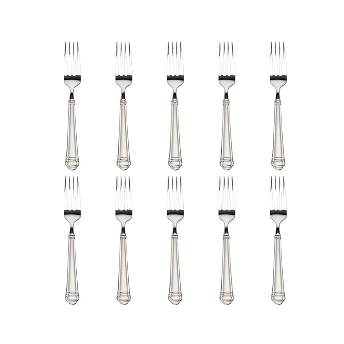 godinger Crete Sandblast Mirrored 18/0 Stainless Steel Dinner Fork Set of 10