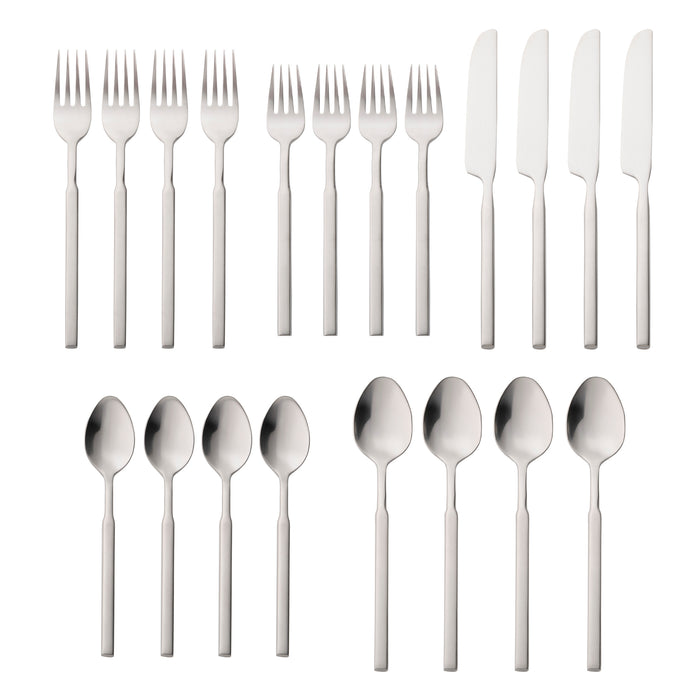 Godinger Cubit Matte 18/10 Stainless Steel 20 Piece Flatware Set Service For 4