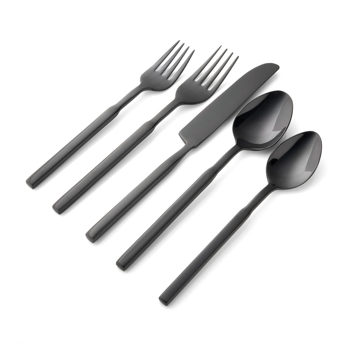 Godinger Cubit Matte Black 18/10 Stainless Steel 20 Piece Flatware Set Service For 4