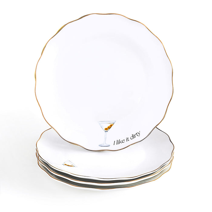 Godinger Dirty Martini Cocktail Appetizer Plate Set Of 4