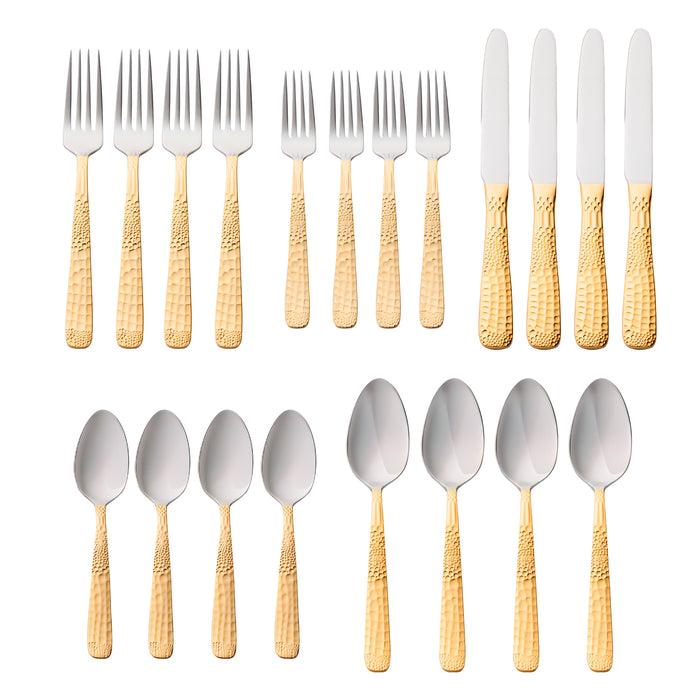 Godinger Donatella 24kt Gold Plated 18/10 Stainless Steel 20 Piece Flatware Set Service For 4