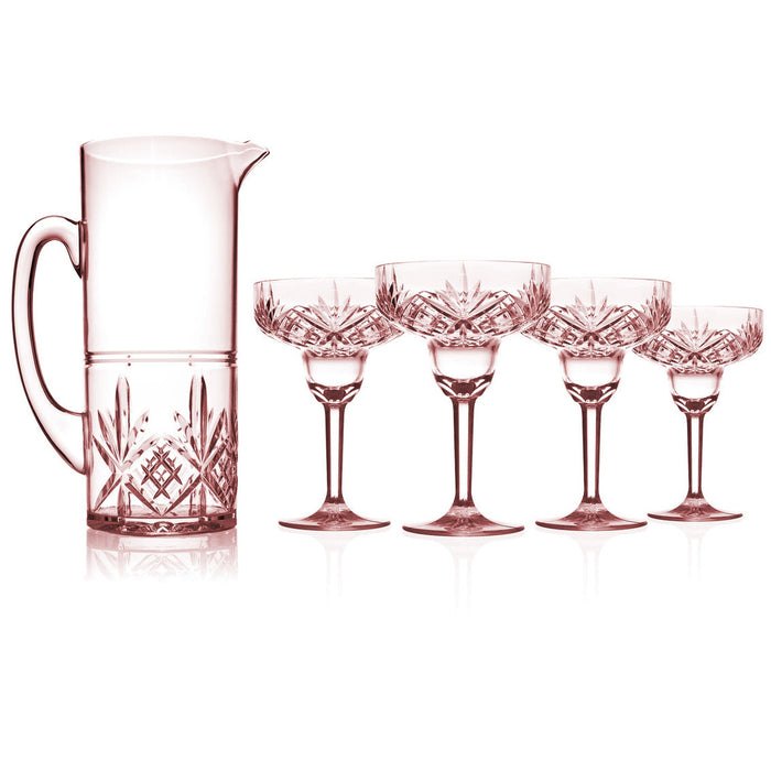 godinger Dublin Acrylic Blush 5 Piece Margarita & Pitcher Set