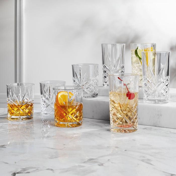 Godinger Dublin Crystal 12 Piece Double Old Fashion & Highball Glassware Set