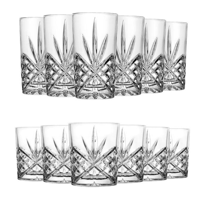 godinger Dublin Crystal 12 Piece Double Old Fashion & Highball Glassware Set
