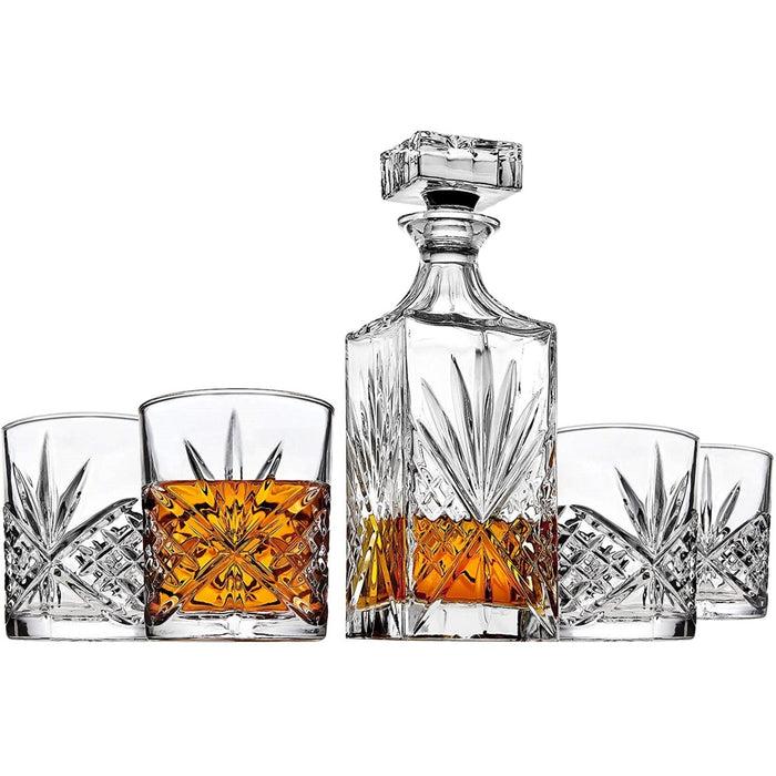 godinger Dublin Crystal 5 Piece Decanter Whiskey Set