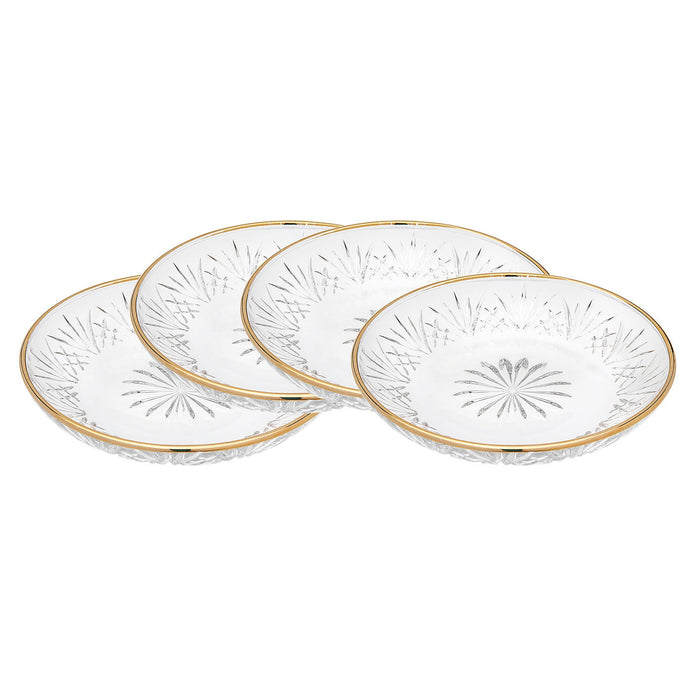 godinger Dublin Crystal Gold Rim Dessert Plates Set of 4