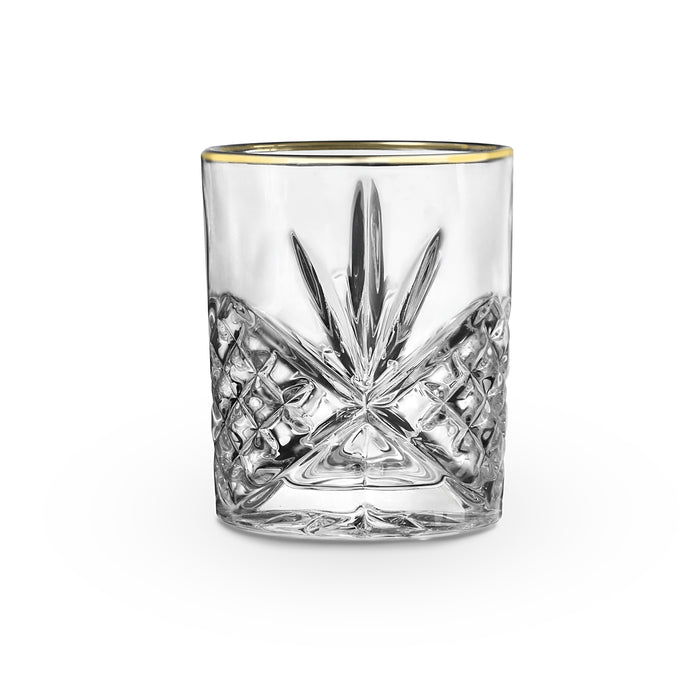 Godinger Dublin Crystal Gold Rim Double Old Fashion Set Of 4
