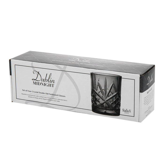 Godinger Dublin Crystal Midnight Double Old Fashion Set Of 4