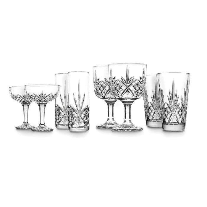 godinger Dublin Crystal Mixology 8 Piece Glassware Set
