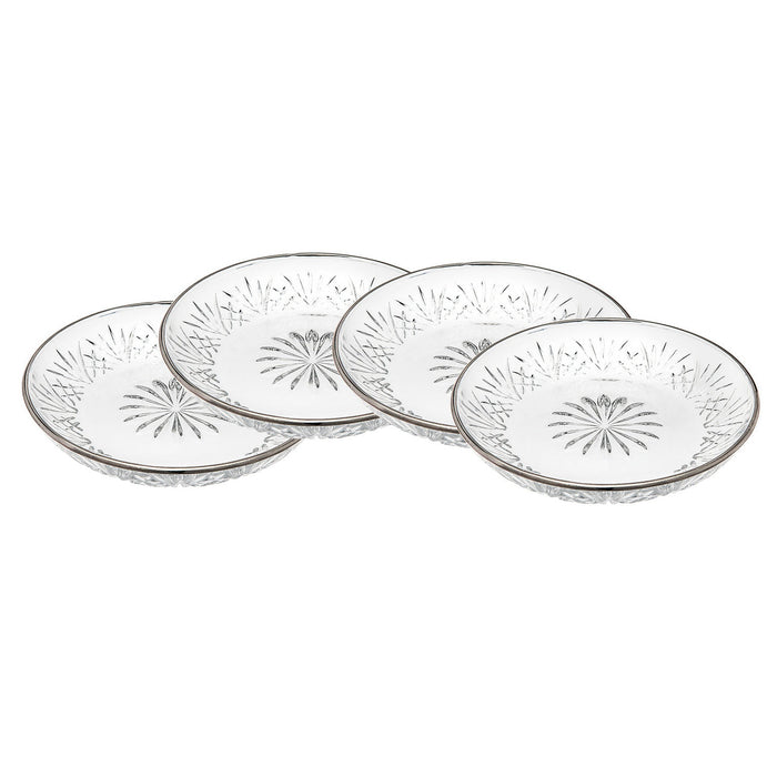 godinger Dublin Crystal Platinum Rim Dessert Plate Set of 4