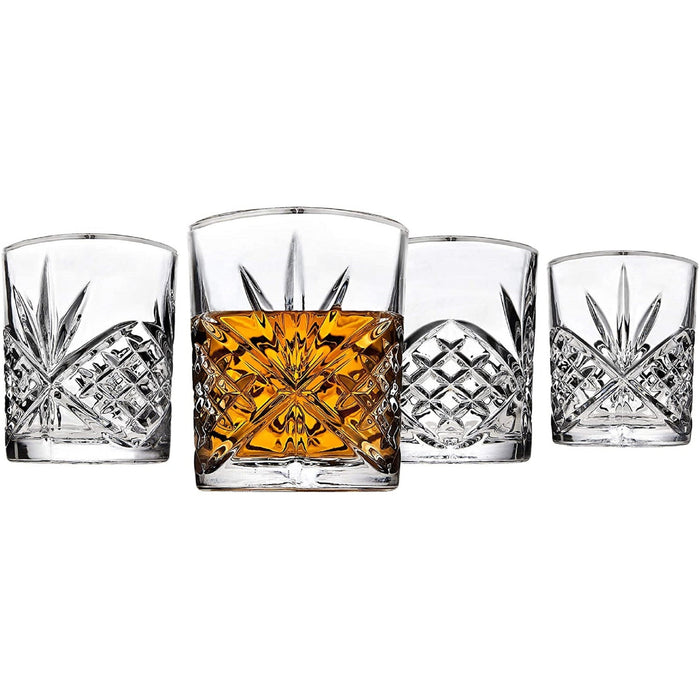 Godinger Dublin Crystal Platinum Rim Double Old Fashion Set Of 4