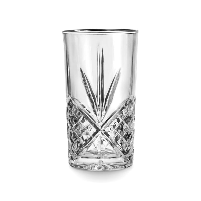 Godinger Dublin Crystal Platinum Rim Highball Set Of 4