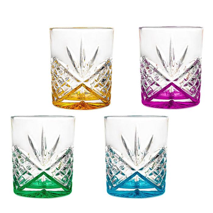 godinger Dublin Crystal Rainbow Double Old Fashion Set of 4