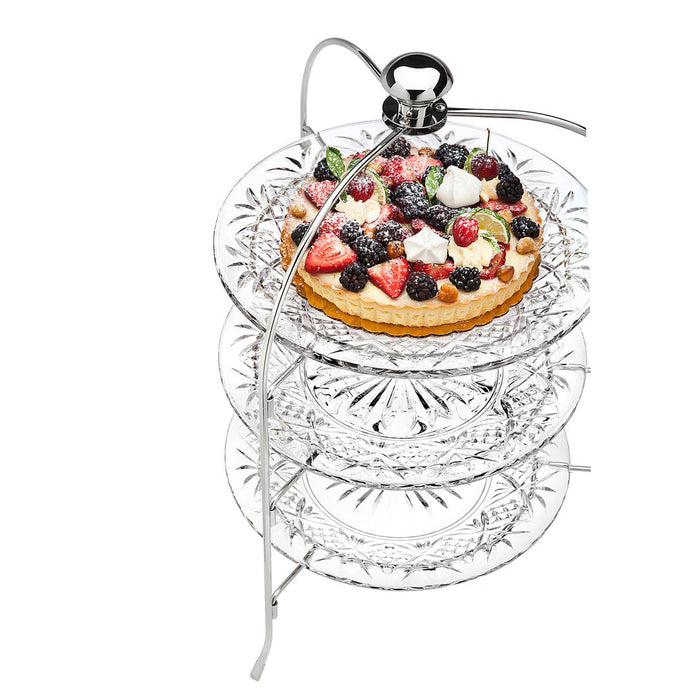 Godinger Dublin Crystal Round Three Tier Serving Stand