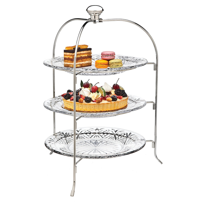 Godinger Dublin Crystal Round Three Tier Serving Stand