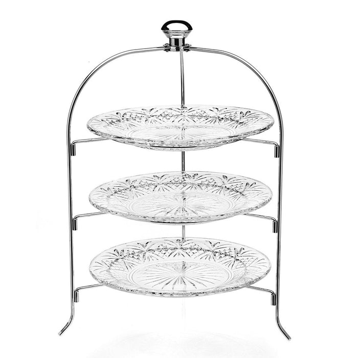 godinger Dublin Crystal Round Three Tier Serving Stand