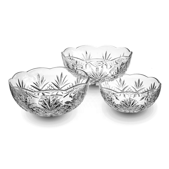 godinger Dublin Crystal Scalloped 3 Piece Serving Bowl Set