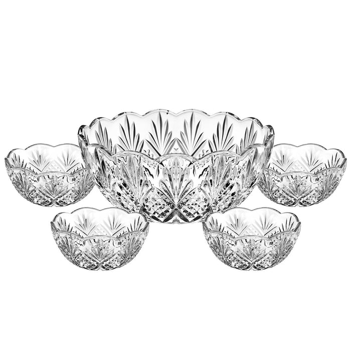 godinger Dublin Crystal Scalloped 5 Piece Serving Bowl Set